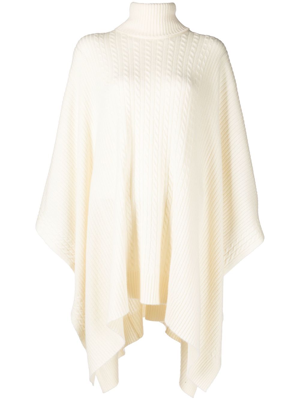 Petunia cable-knit poncho - White