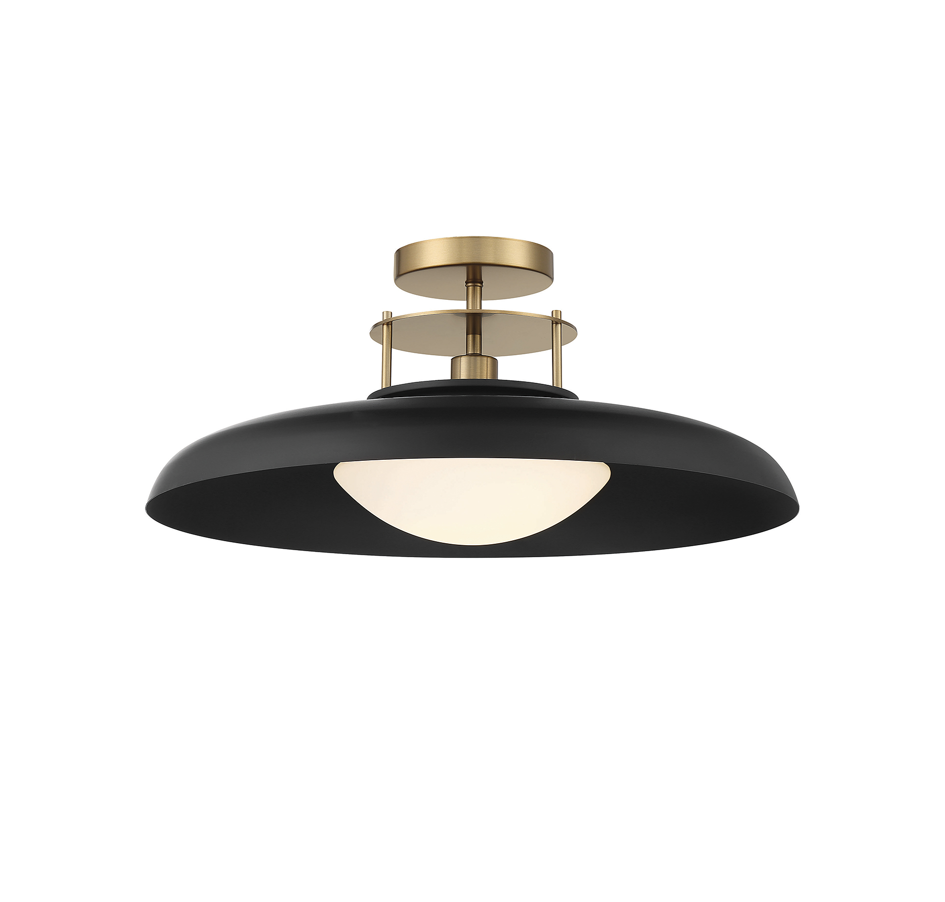 Gavin 1-Light Ceiling Light in Matte Black with Warm Brass Accent