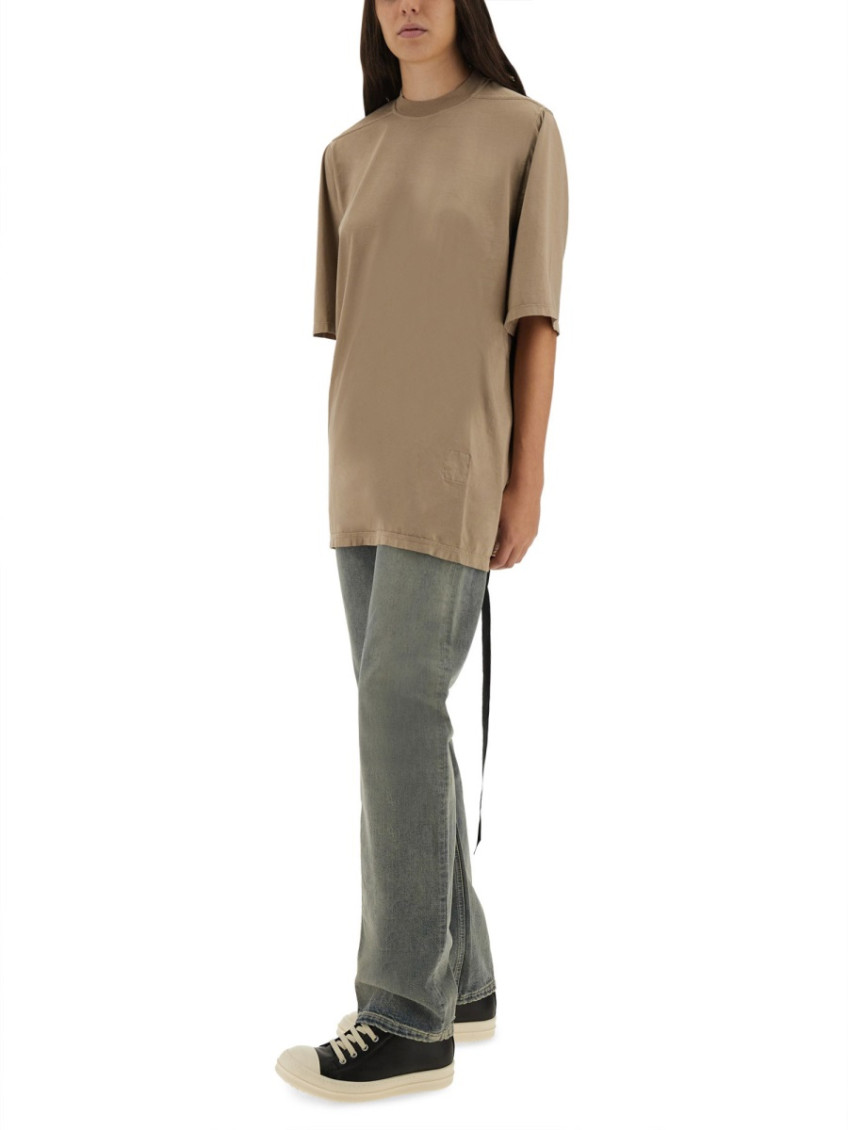 Beige Solid Crew Neck T-Shirt