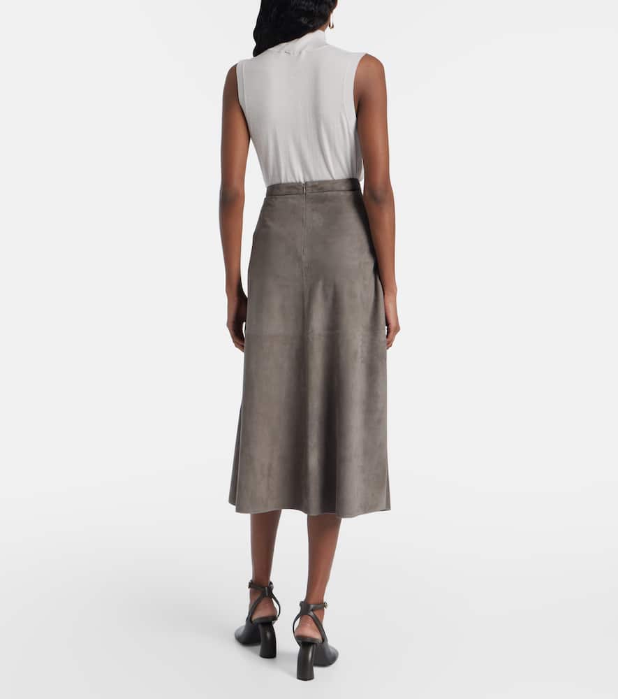 Suede midi skirt