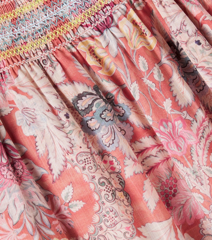Floral shirred cotton dress