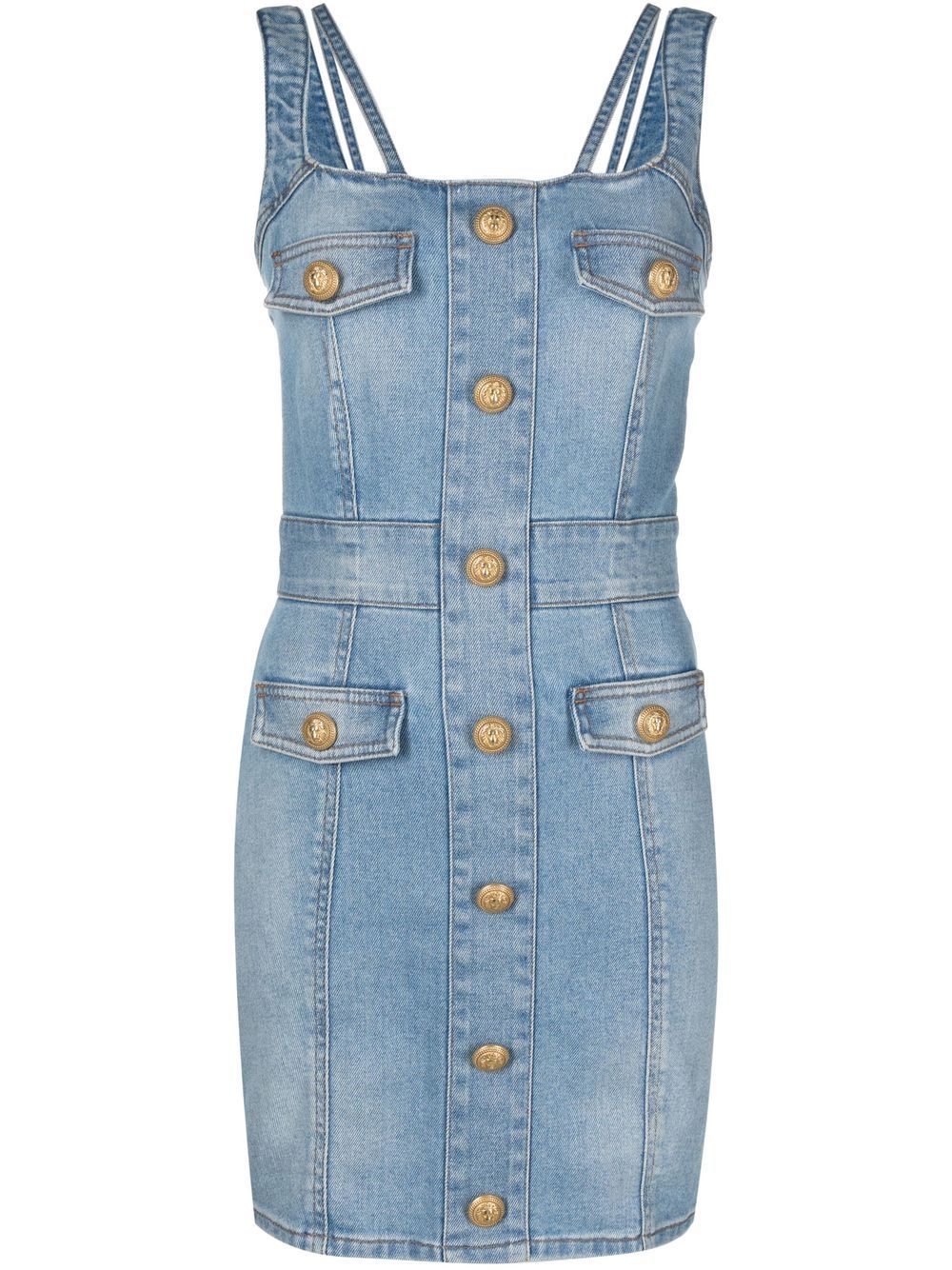 Sleeveless denim dress - Blue