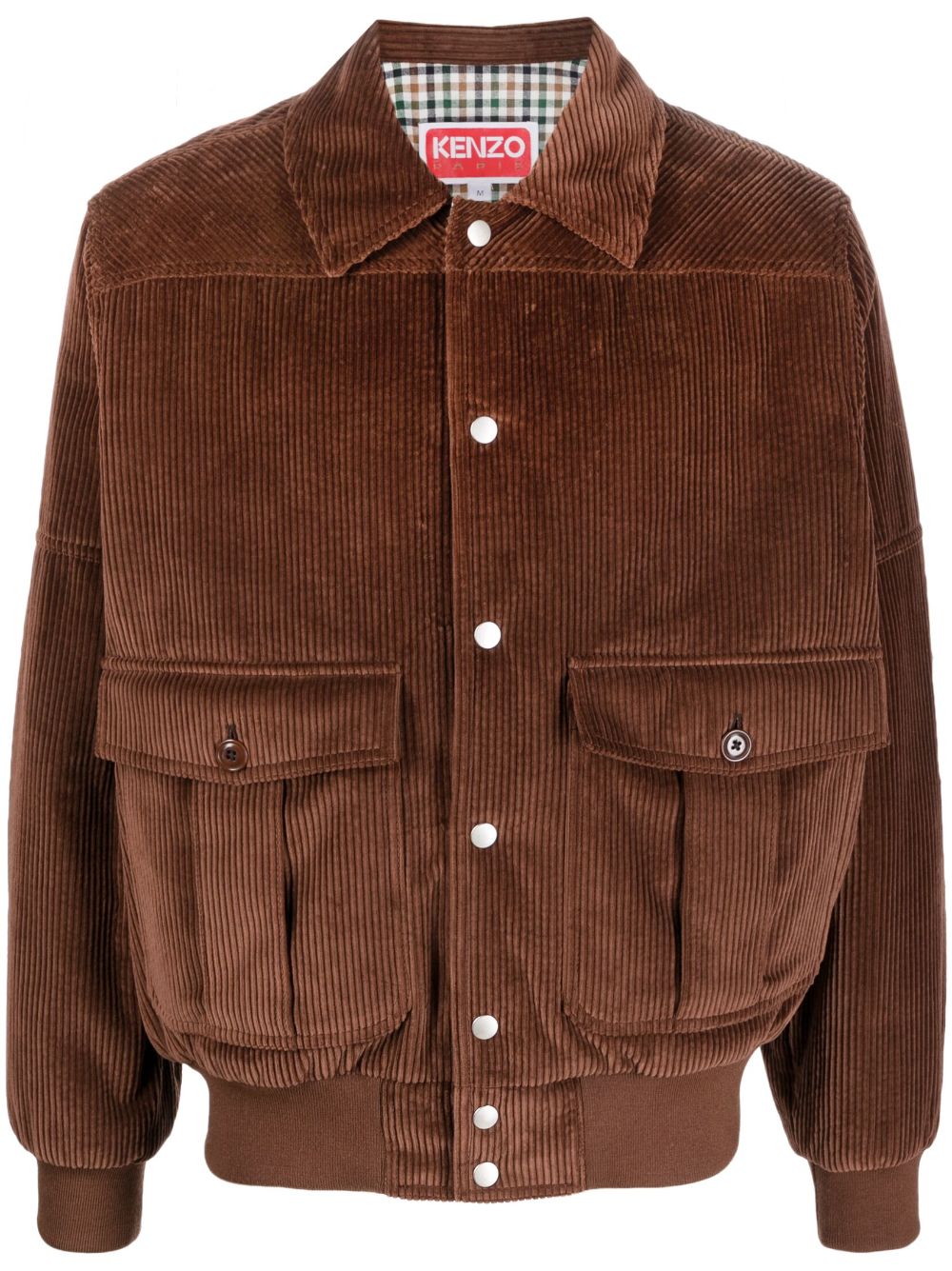 Logo-patch corduroy jacket - Brown