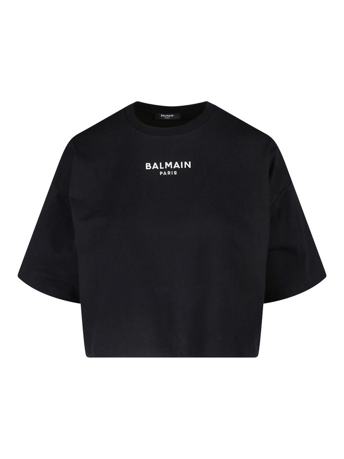 Balmain - cropped crew neck nylon silk top