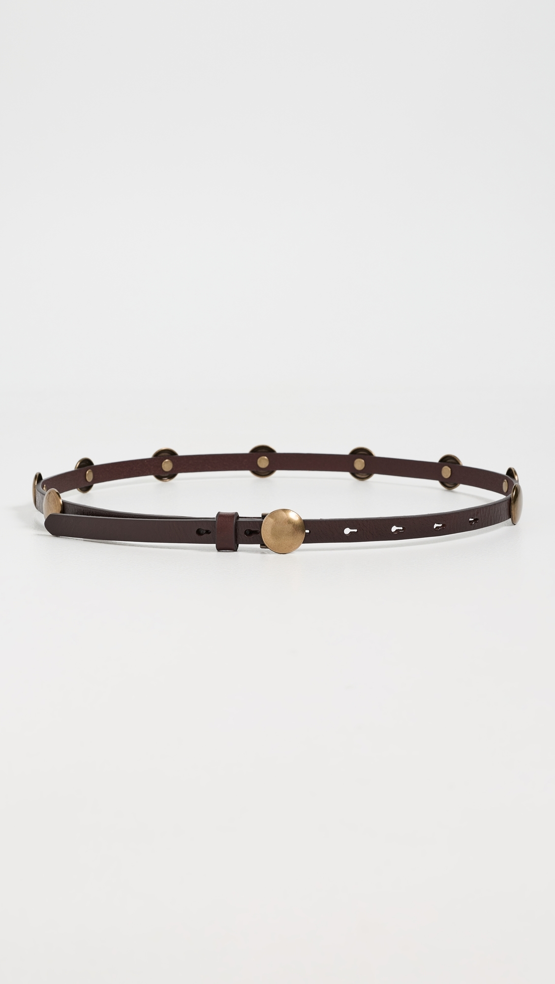 Skinny Studded Belt Cherry Wood