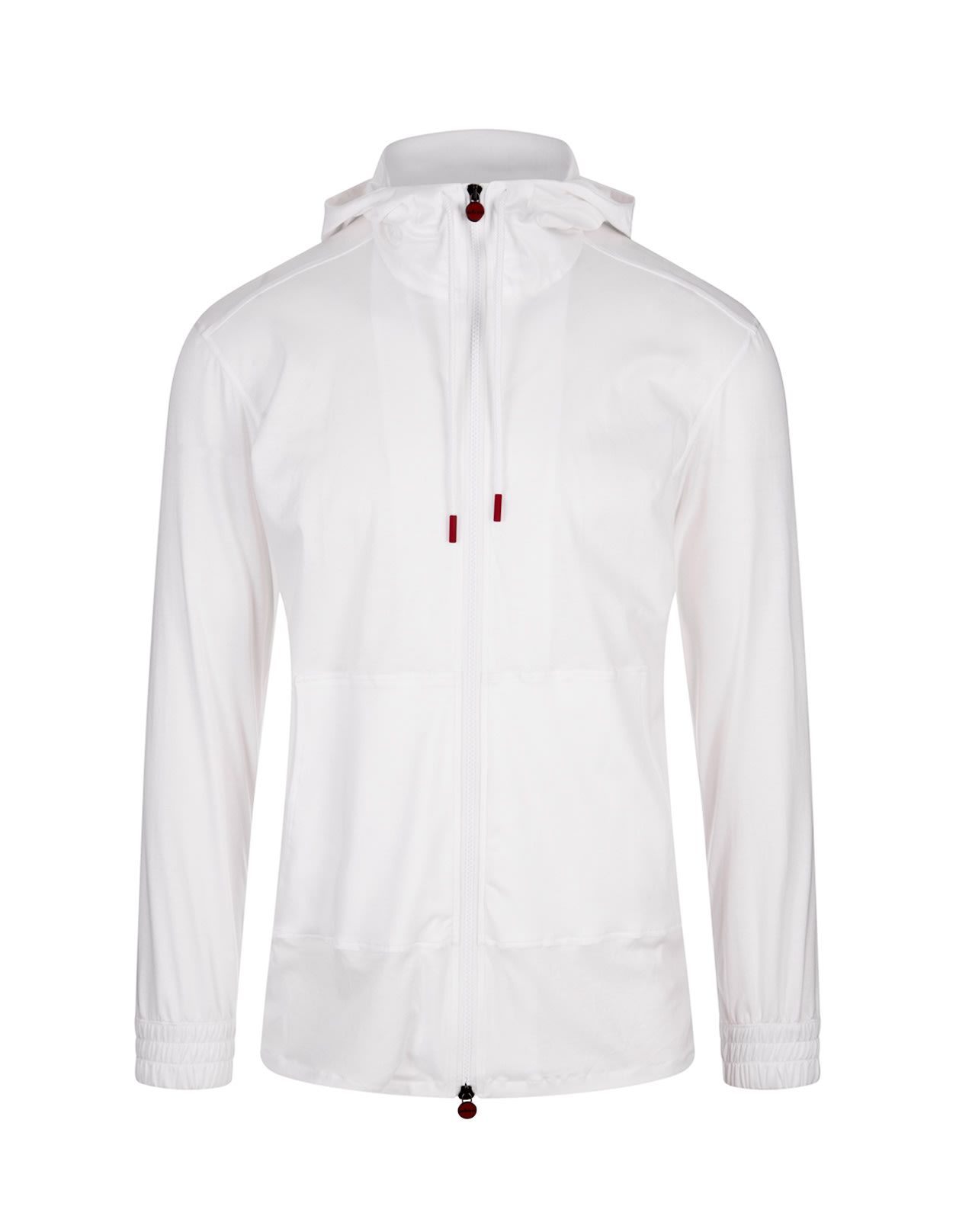 Zip-up cotton drawstring hoodie - White