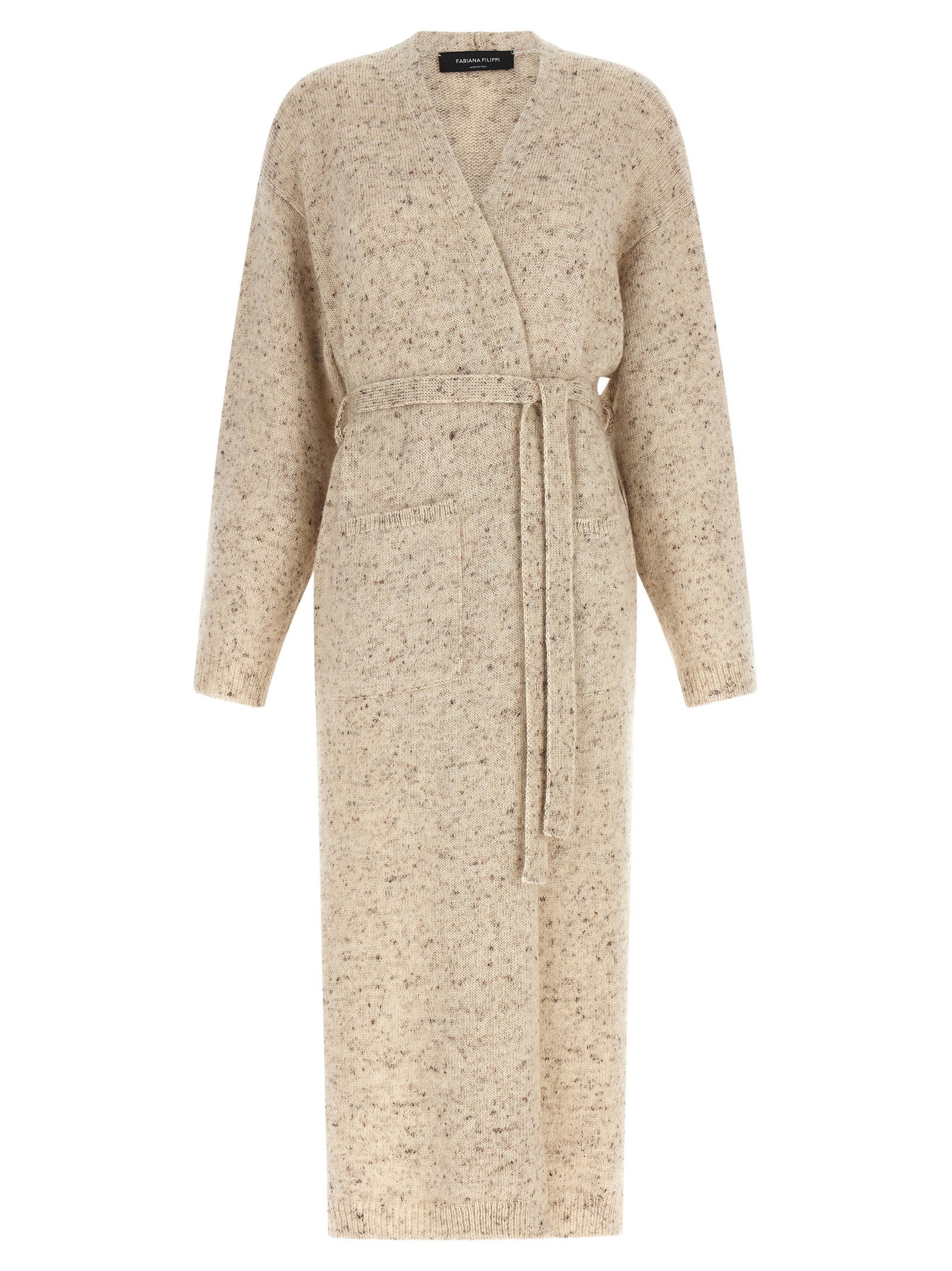 Mohair and Lurex Knit Cardigan — Beige