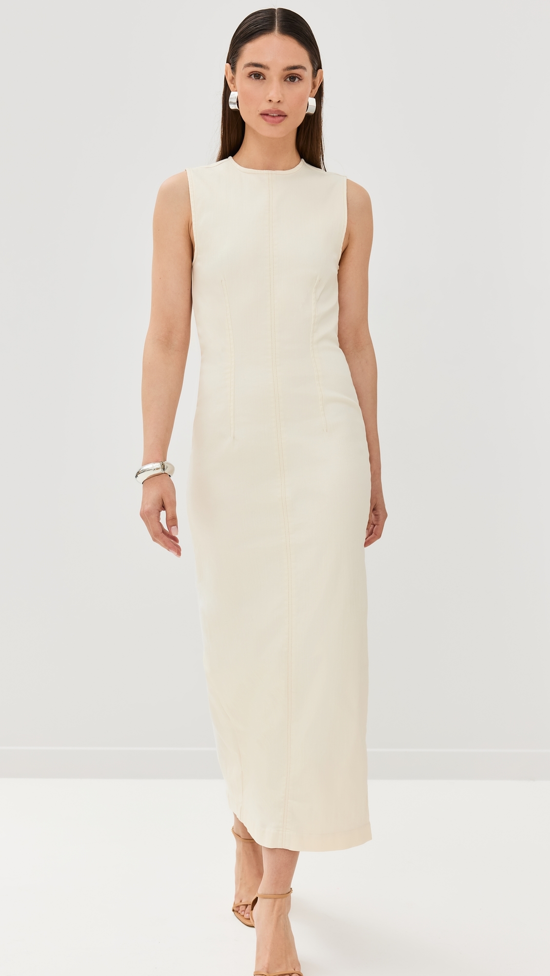 Kendi Denim Midi Dress Fior Di Latte