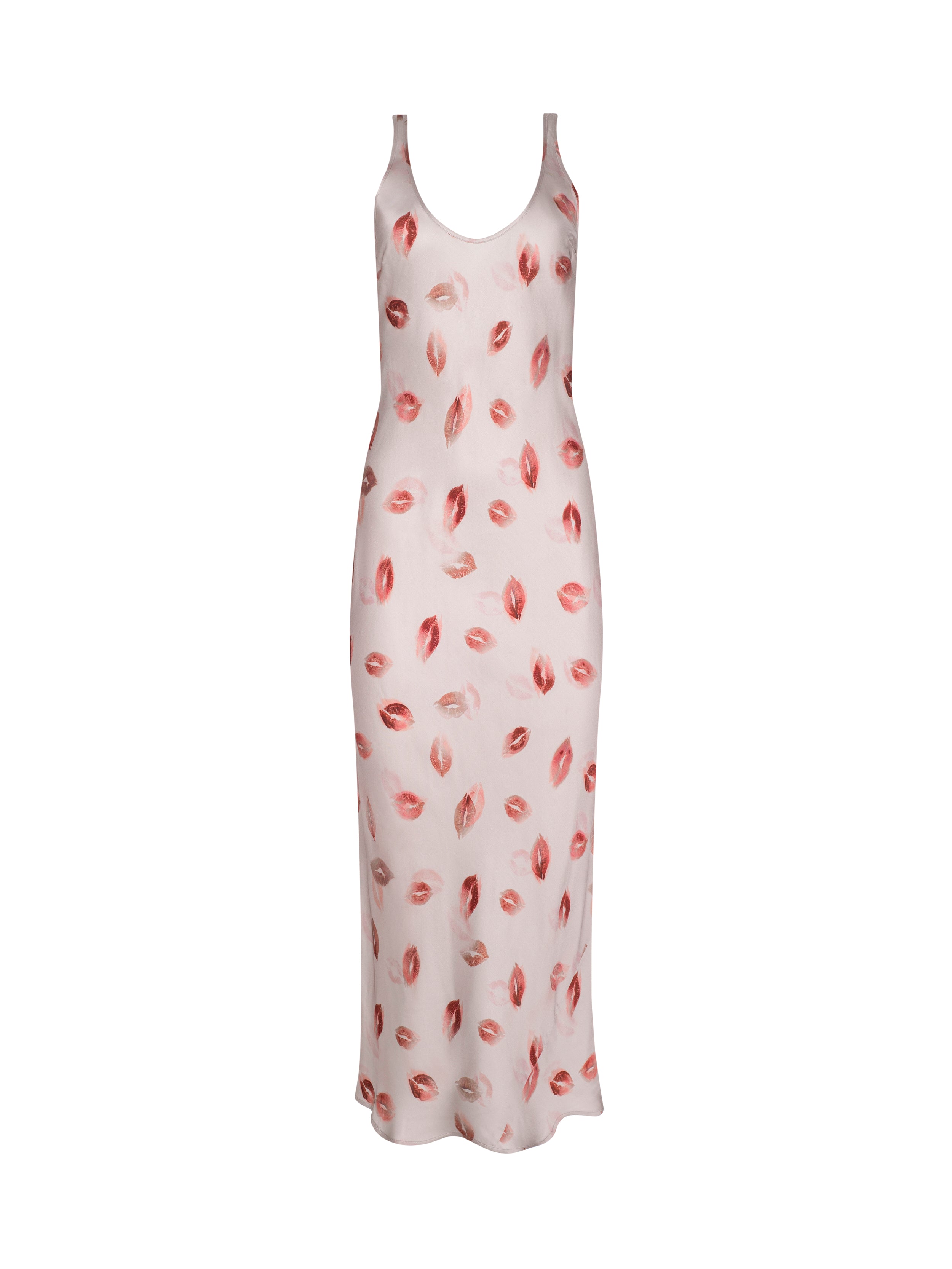 Akiya Satin Maxi Dress In Taupe/dark Red Faded Kiss