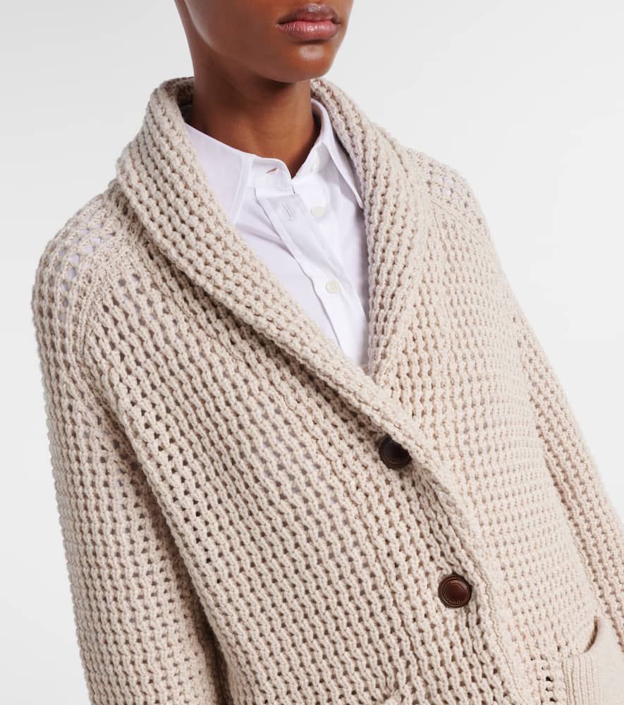 Open-knit cotton-blend cardigan