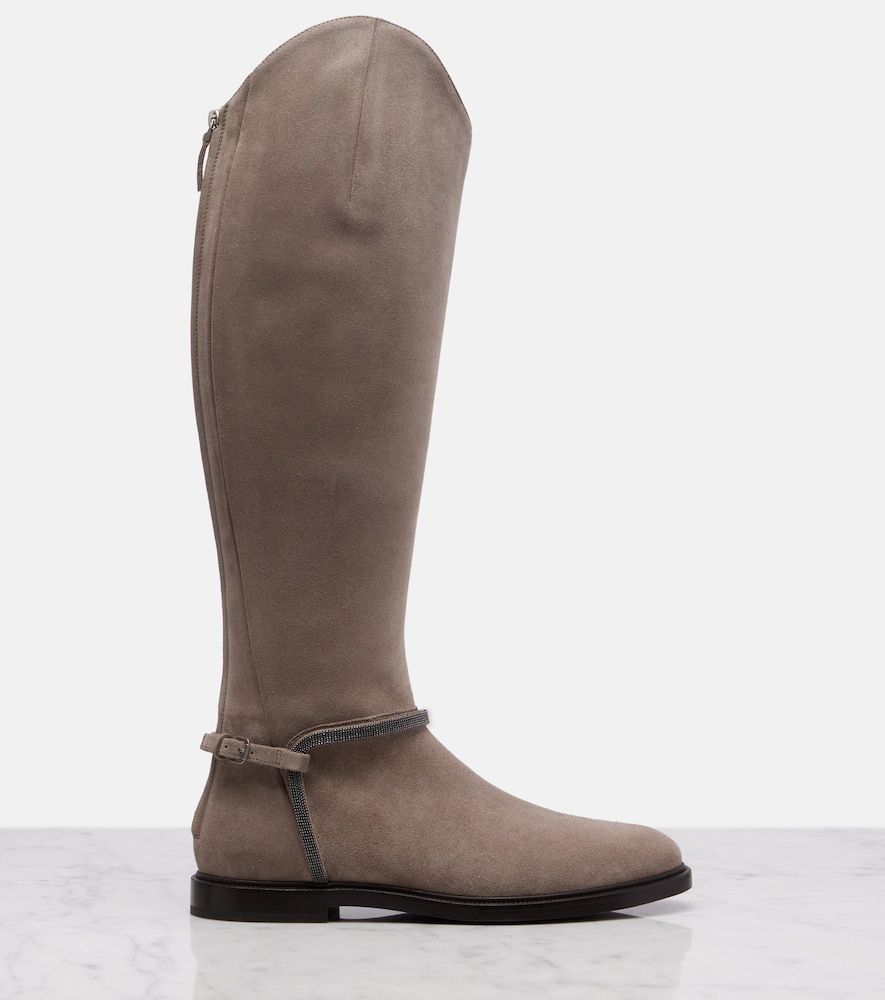 Monili suede knee-high boots