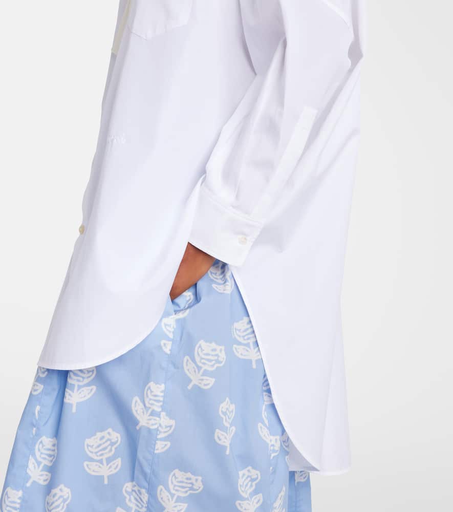 Tie-neck cotton shirt dress