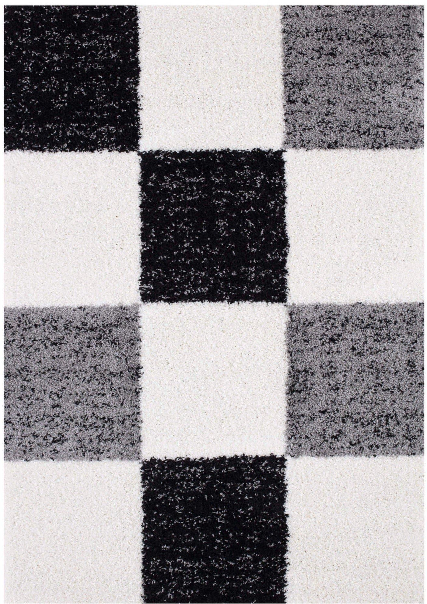 THE RUGS Fluffy and Soft Shaggy Rugs for Living Room Bedroom Kitchen Geometric Design Different Size and Colours 381