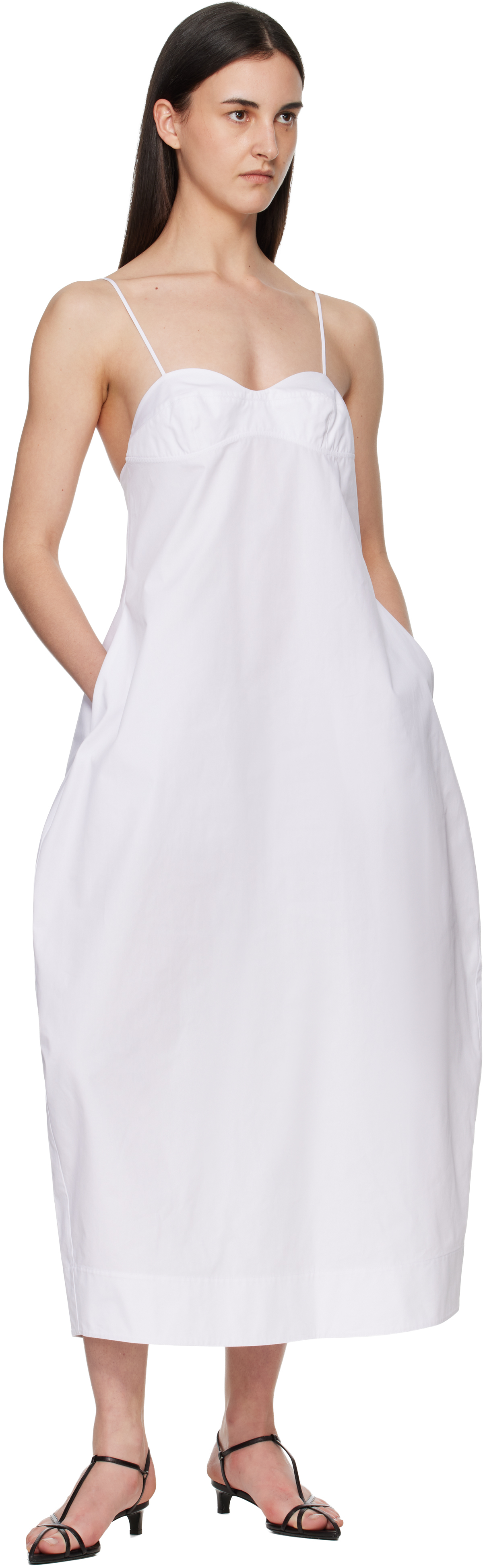 White Bustier Volume Midi Dress