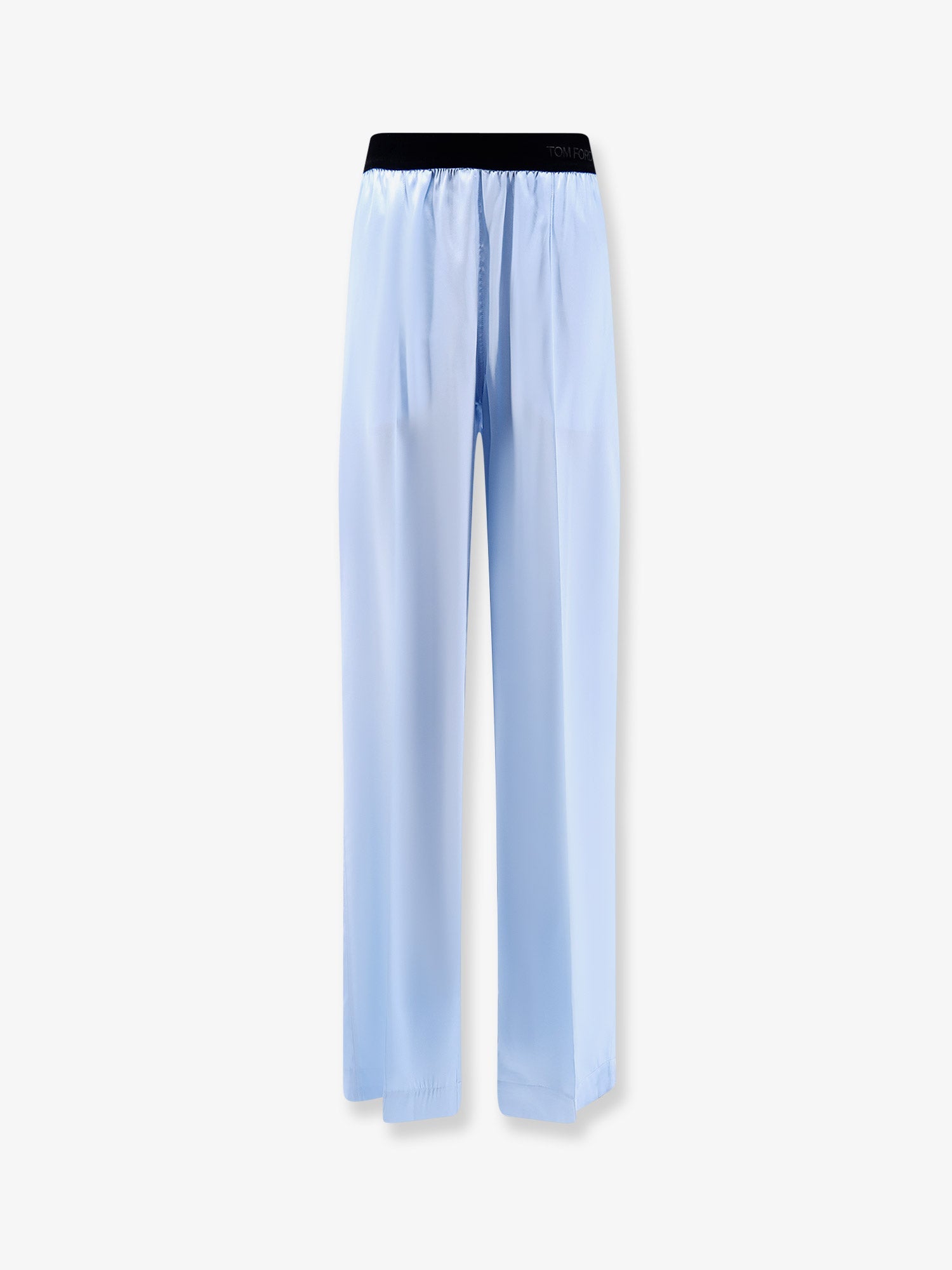 Stretch Satin Trousers — Blue