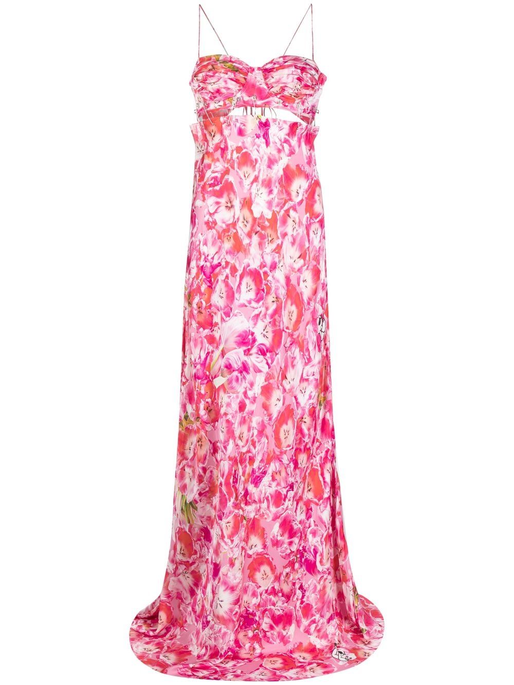 Tulip-print maxi slip dress - Pink