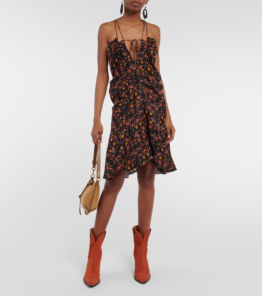 Presly floral silk-blend minidress