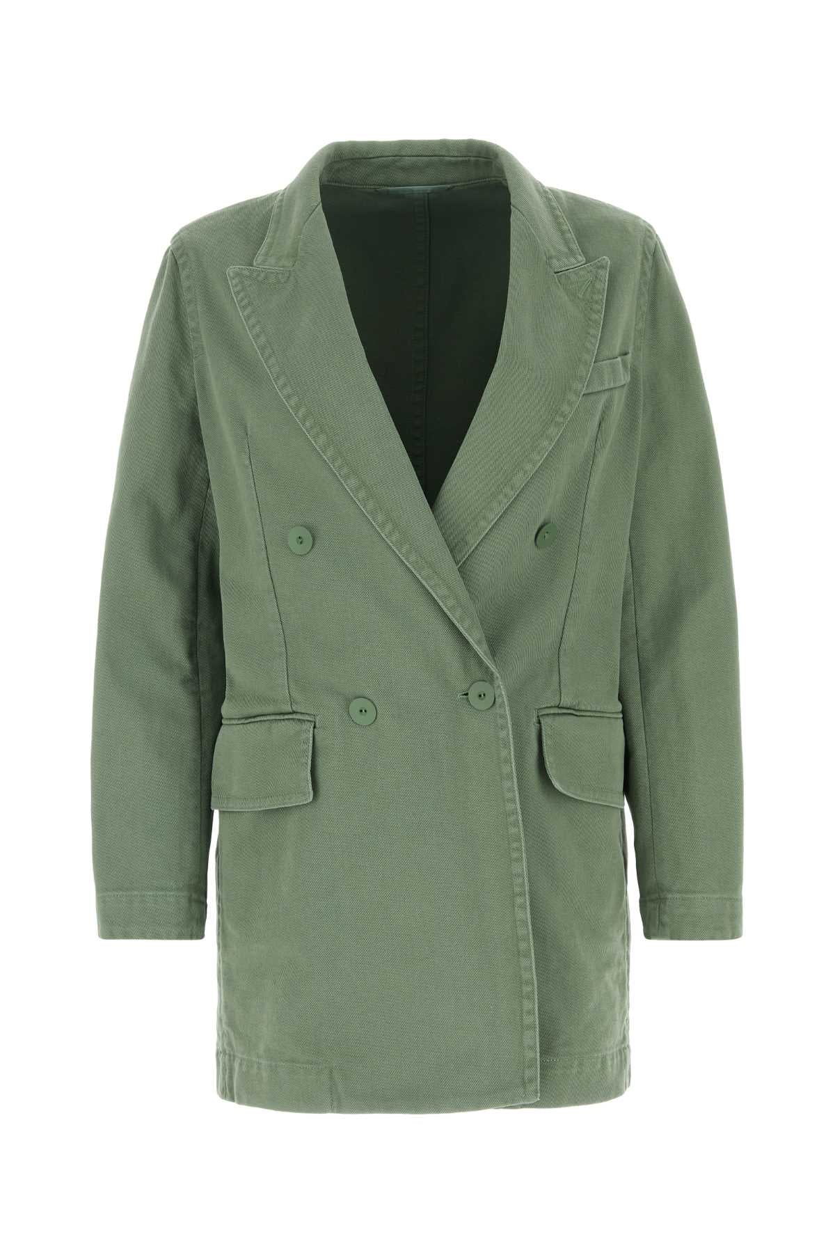 Cotton Double-Breasted Blazer — Green