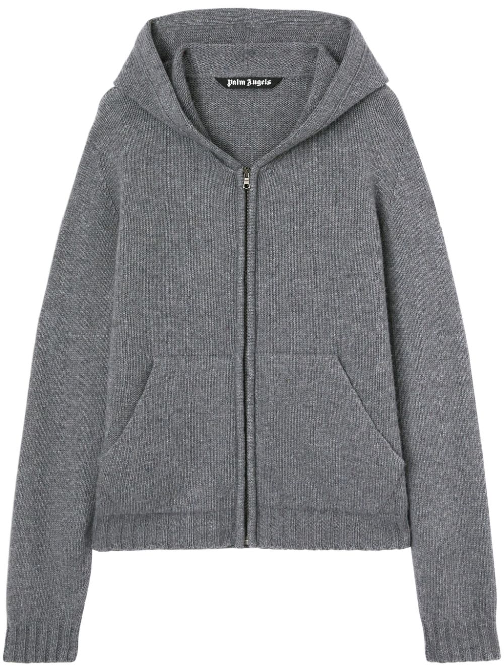 Logo-knit zip-up hoodie - Grey