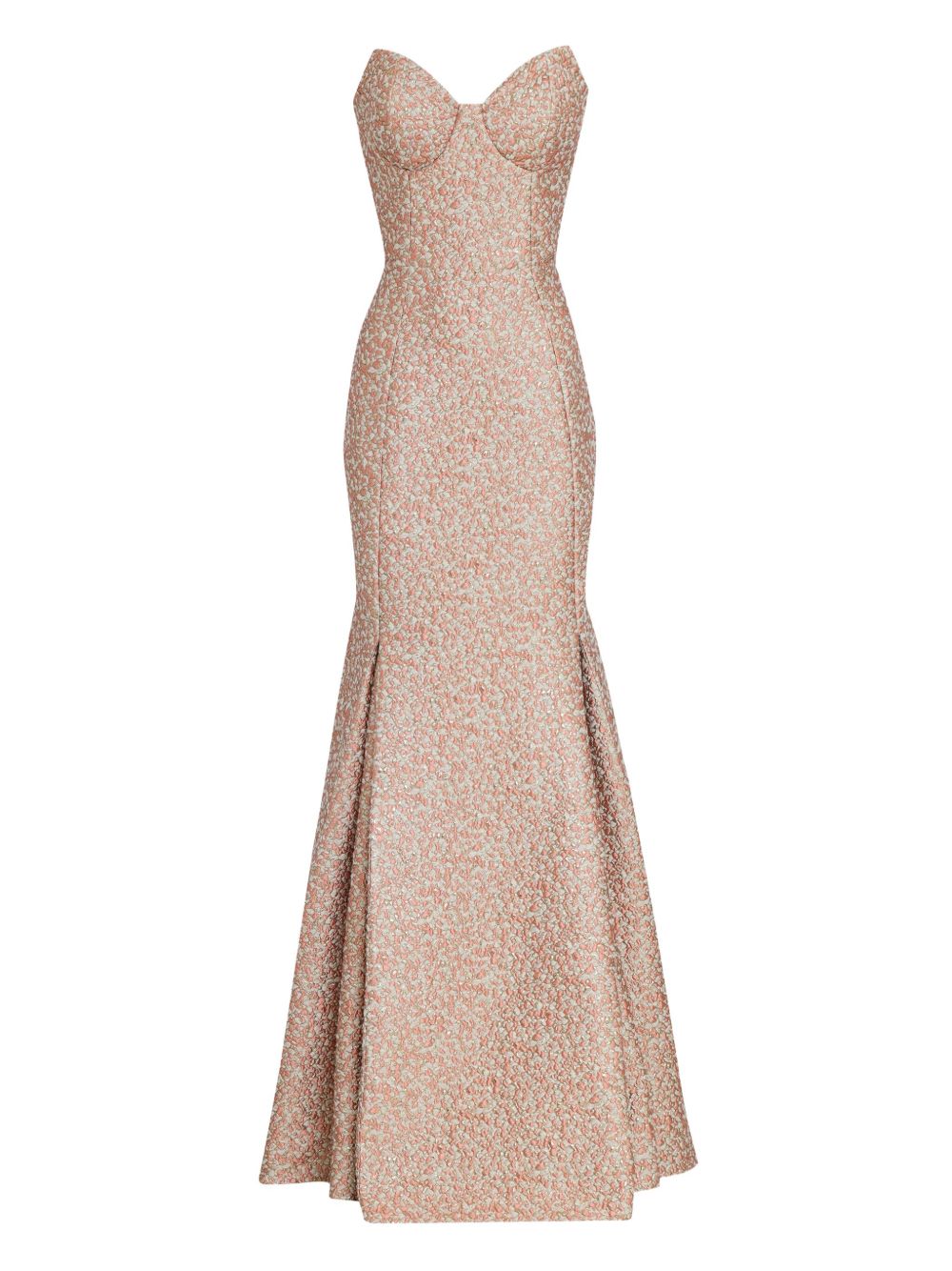 Strapless jacquard trumpet dress - Gold