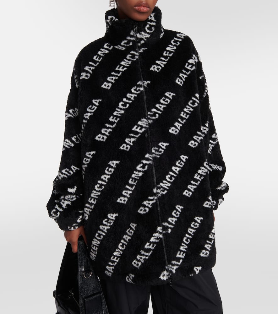 Balenciaga Logo faux fur jacket