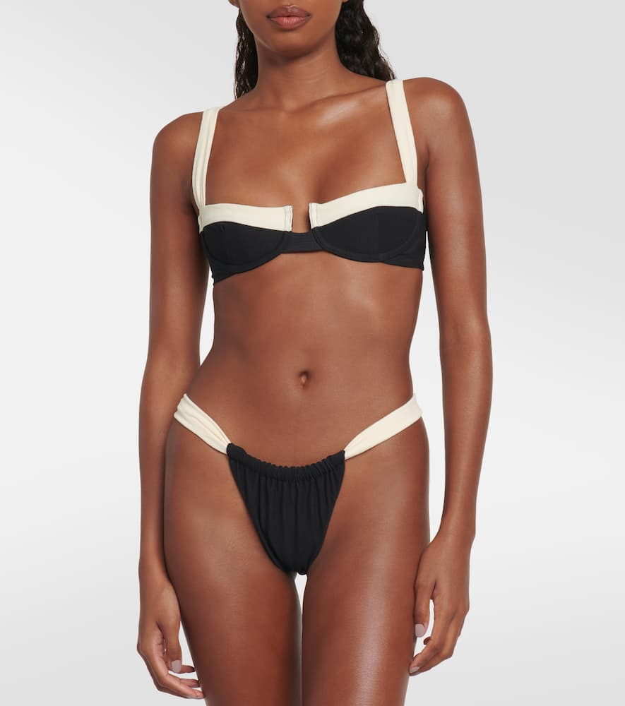 Faux-suede bikini top