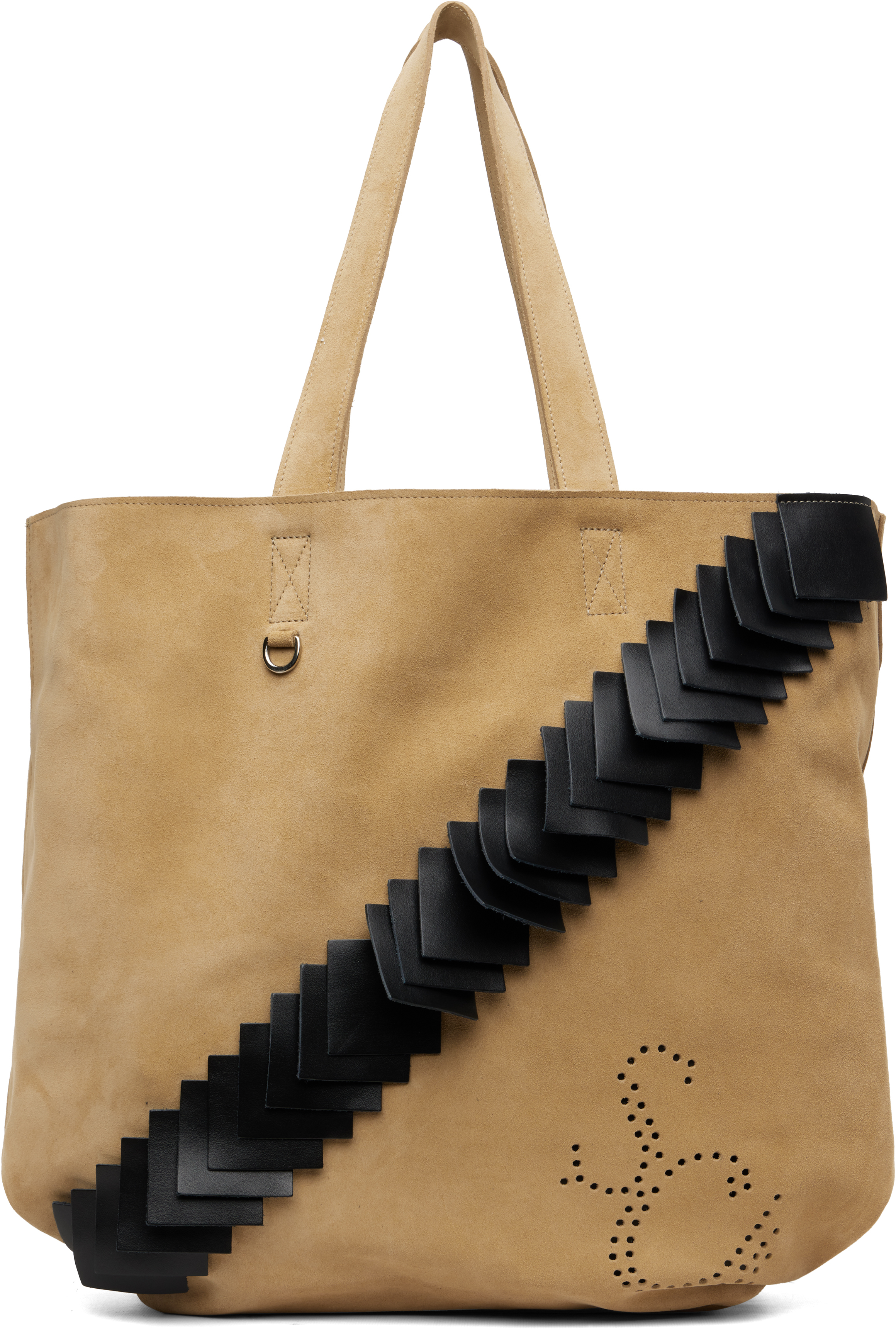 Beige Leather Patch Tote