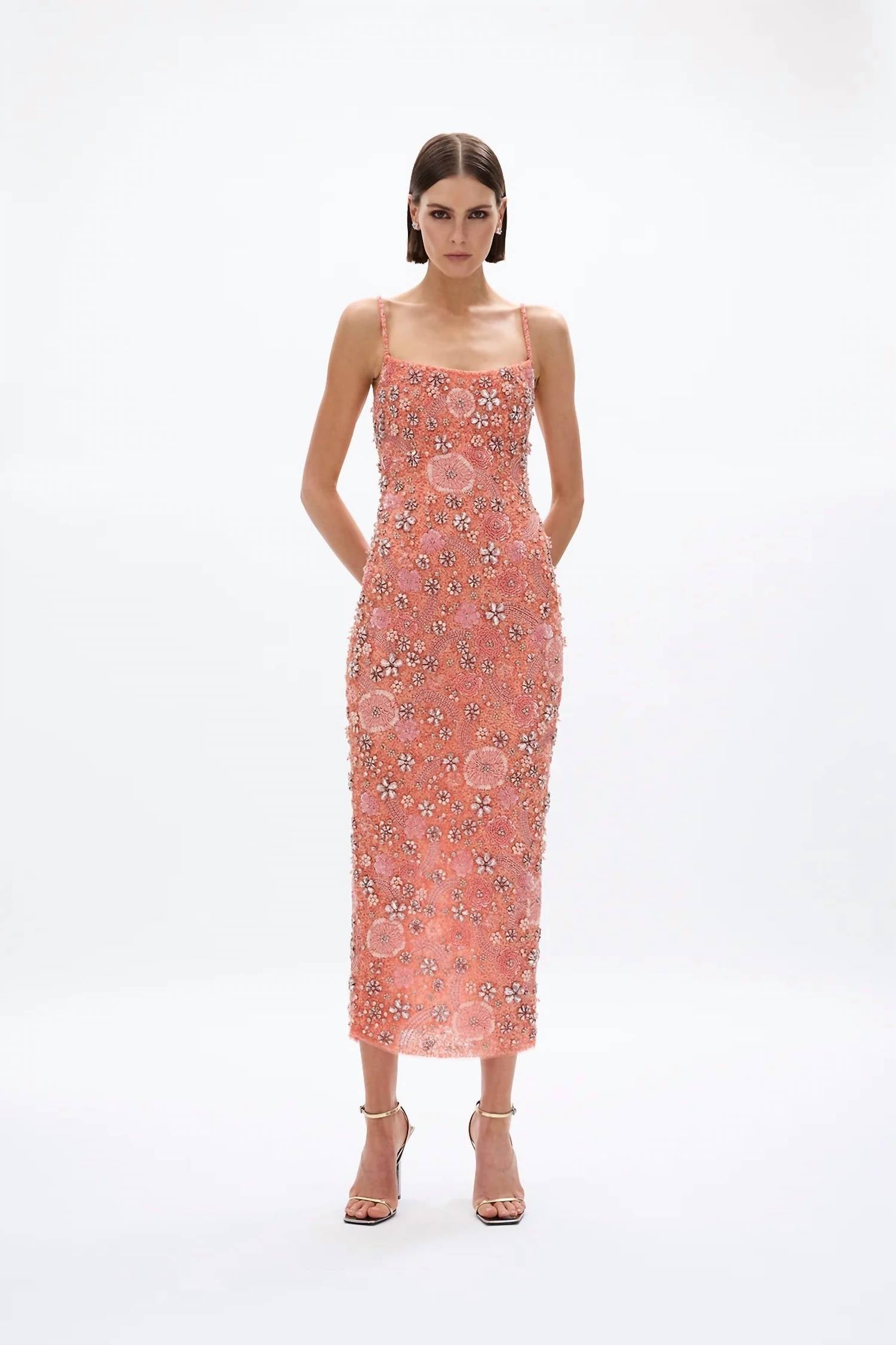 Francesca Flower Gown In Peach