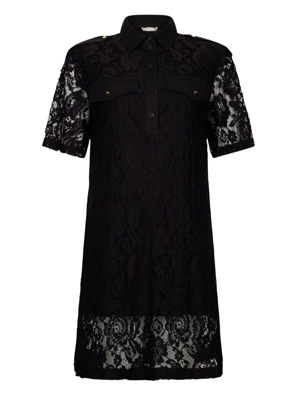 Lace polo dress - Black