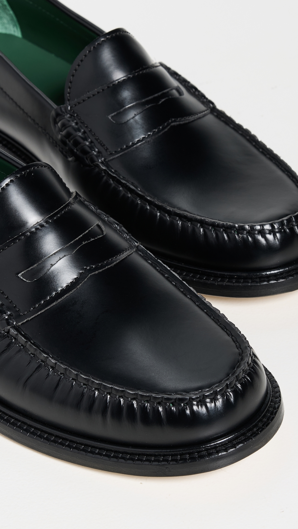 Vinny's Yardee Moccasin Loafers Black Polido Leather