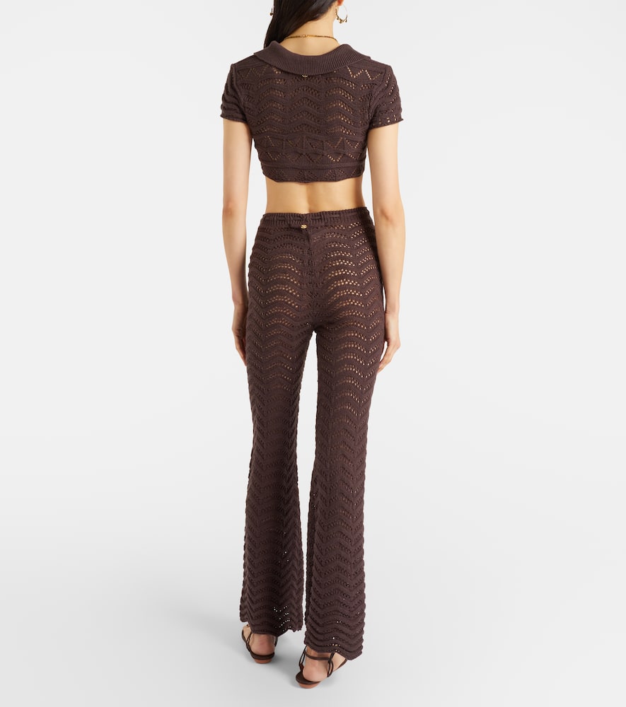 Kim open-knit cotton-blend flared pants