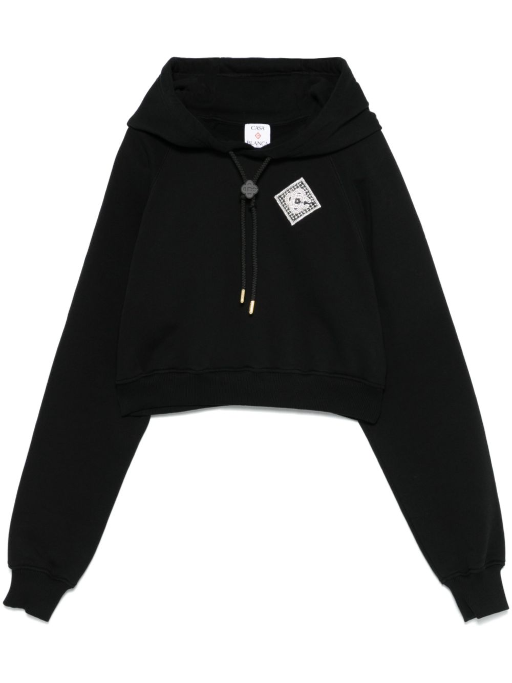 Embellished cropped hoodie - Black