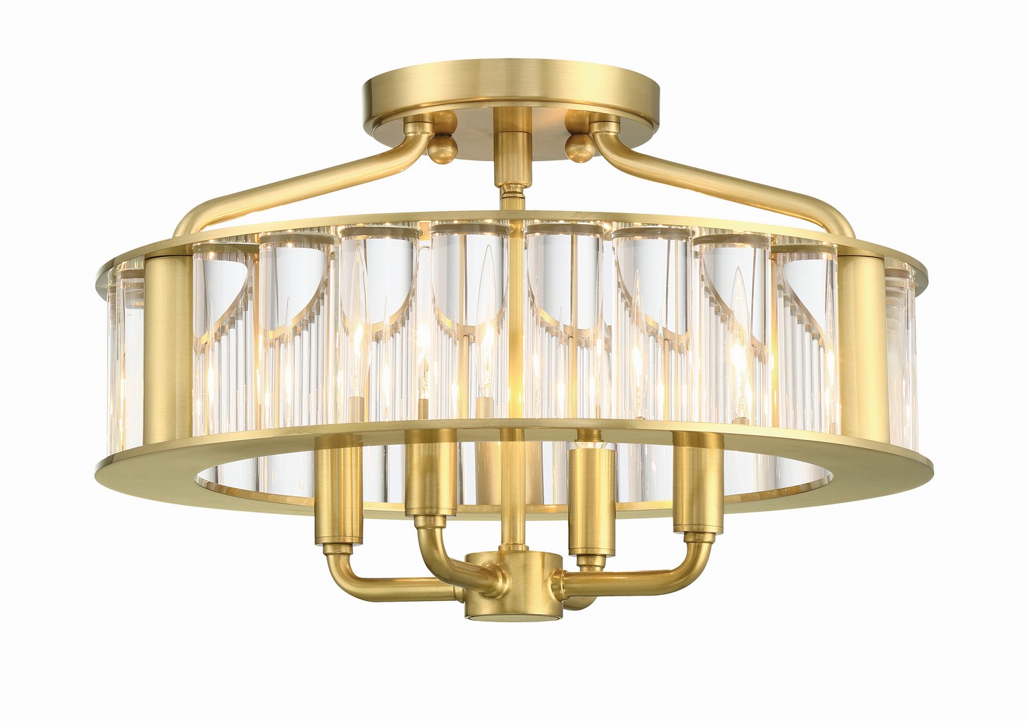 Aged Brass Four Light Semi Flush Mount from the Farris Collection