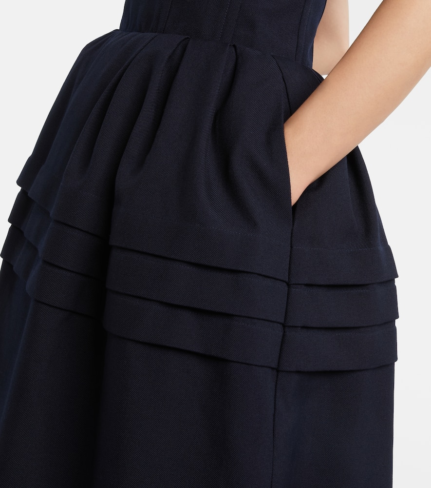 Bow-detail wool and silk midi dress