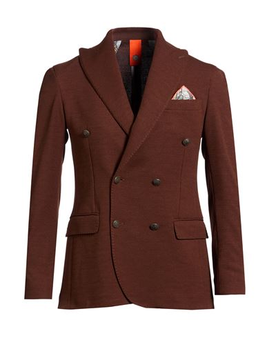 Man Blazer Brown Size 36 Polyester, Cotton, Elastane