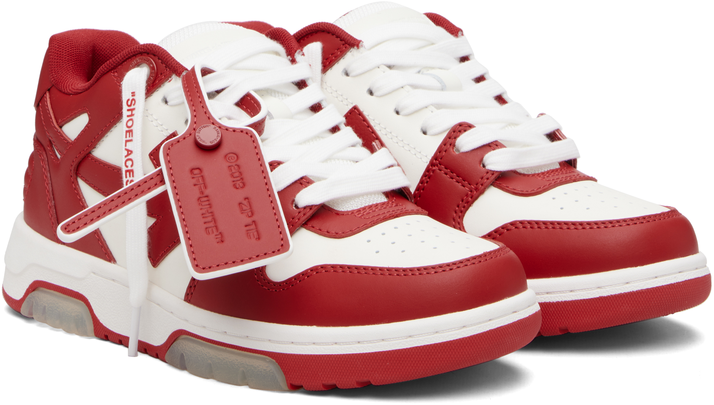Red & White 'Out Of Office' Calf Leather Sneakers