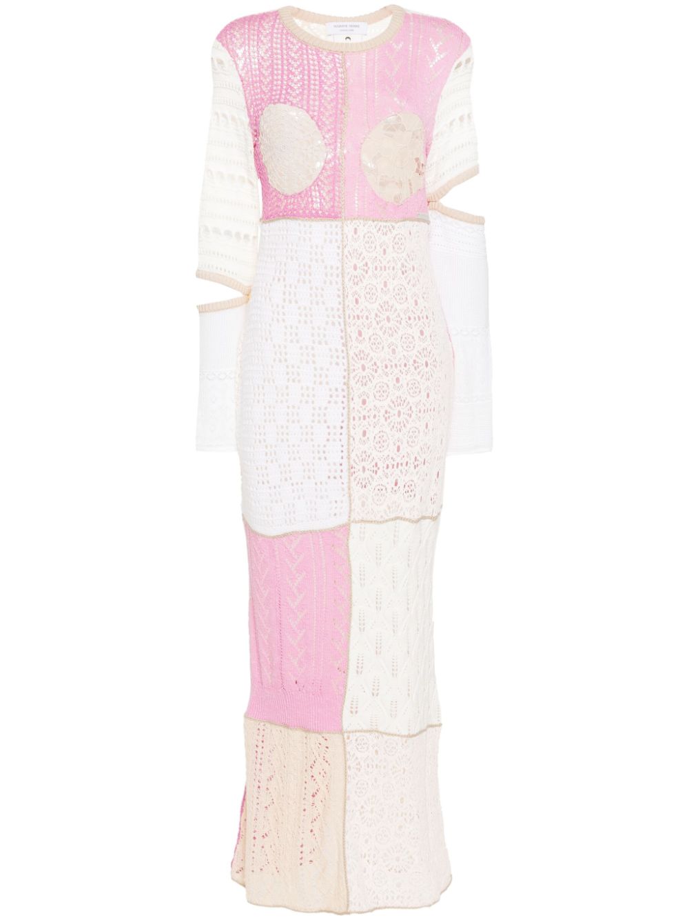 Regenerated crochet-knit maxi dress - Neutrals