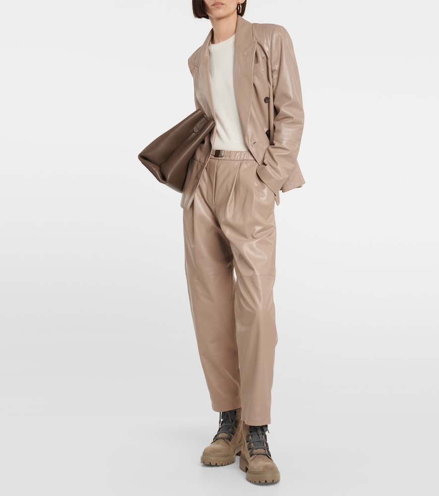 Mid-rise leather pants