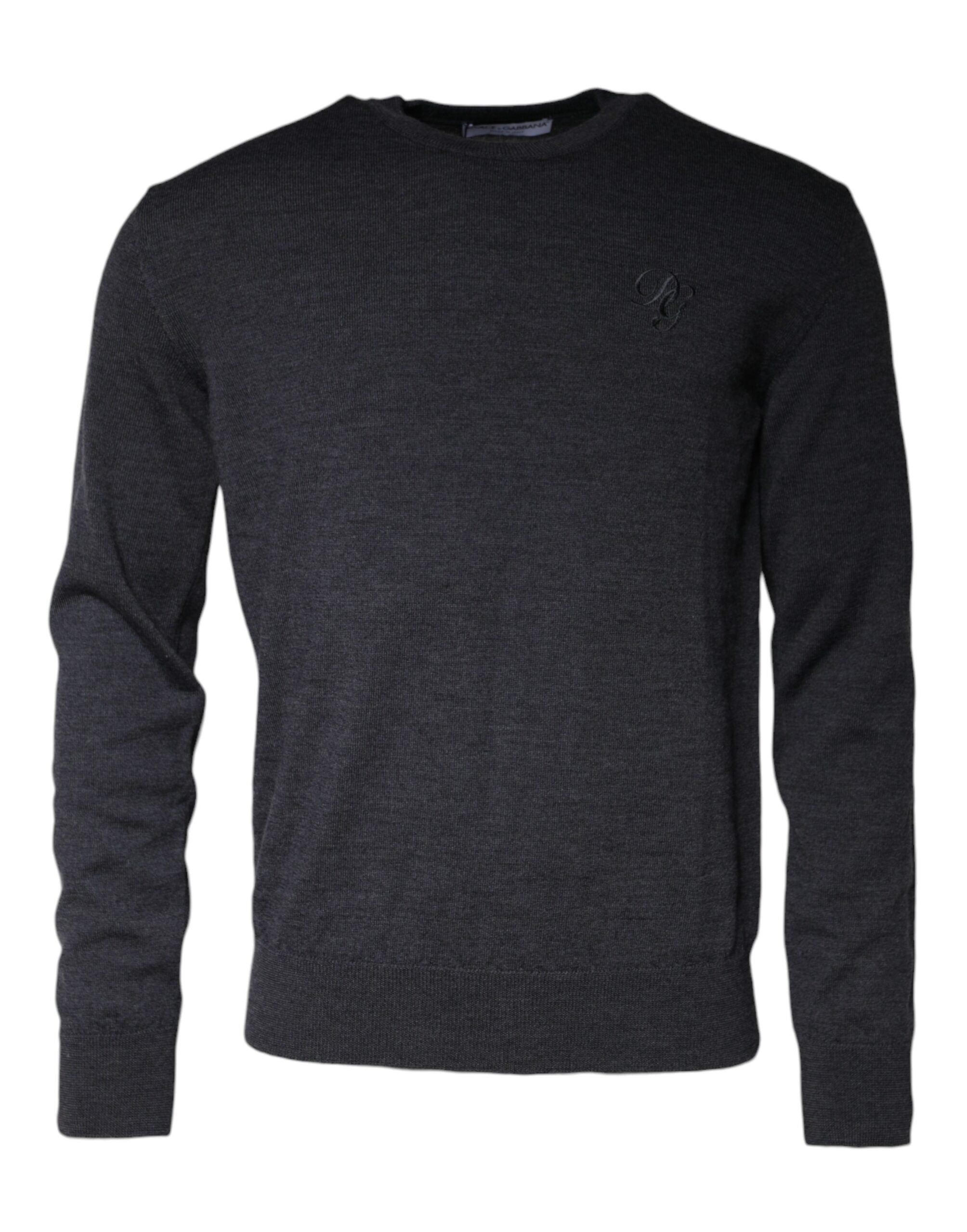 Virgin Wool Crew Neck Sweater — Gray