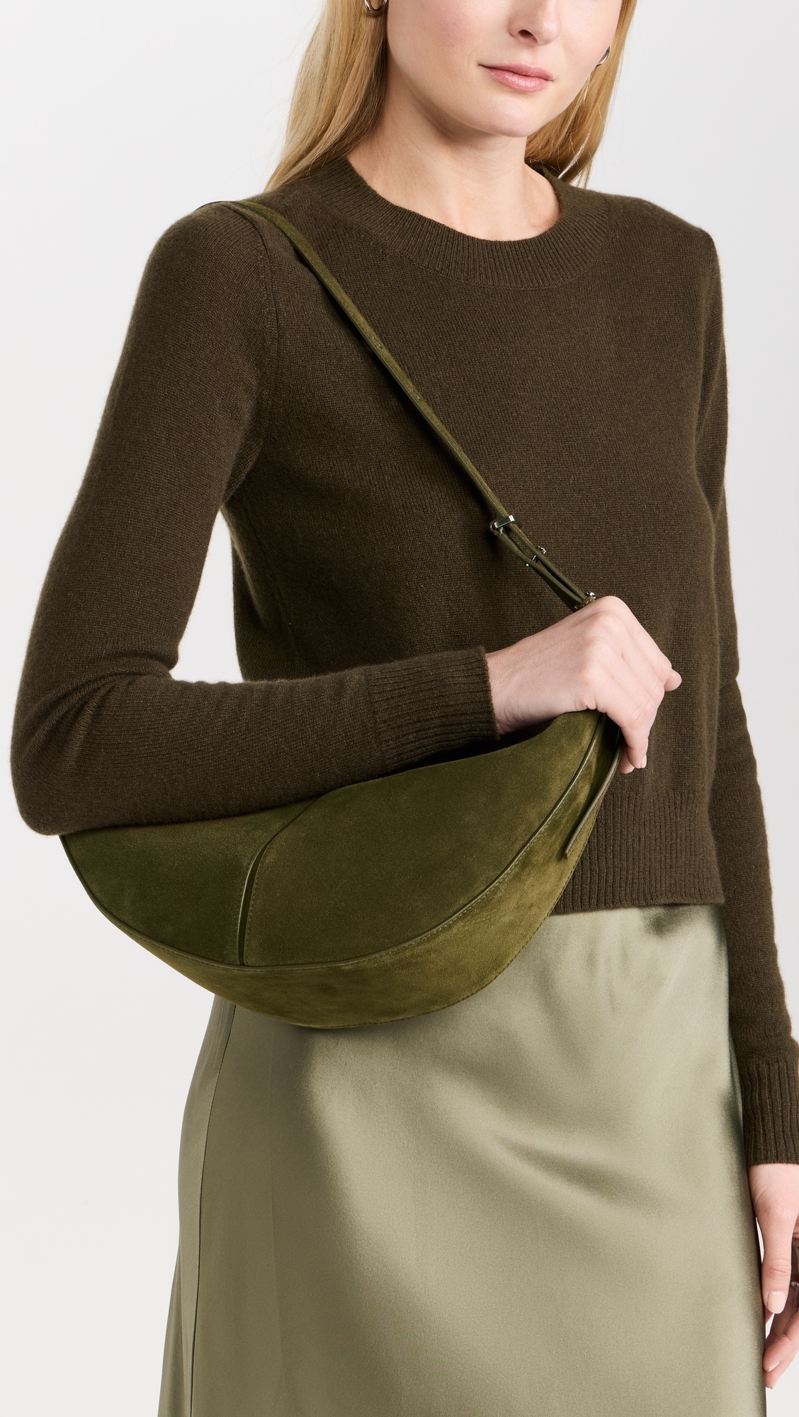Slide Bag in Soft Suede Olive One Size