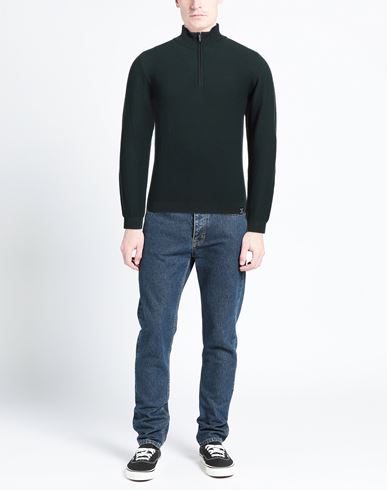 Man Turtleneck Dark green Size L Viscose, Nylon