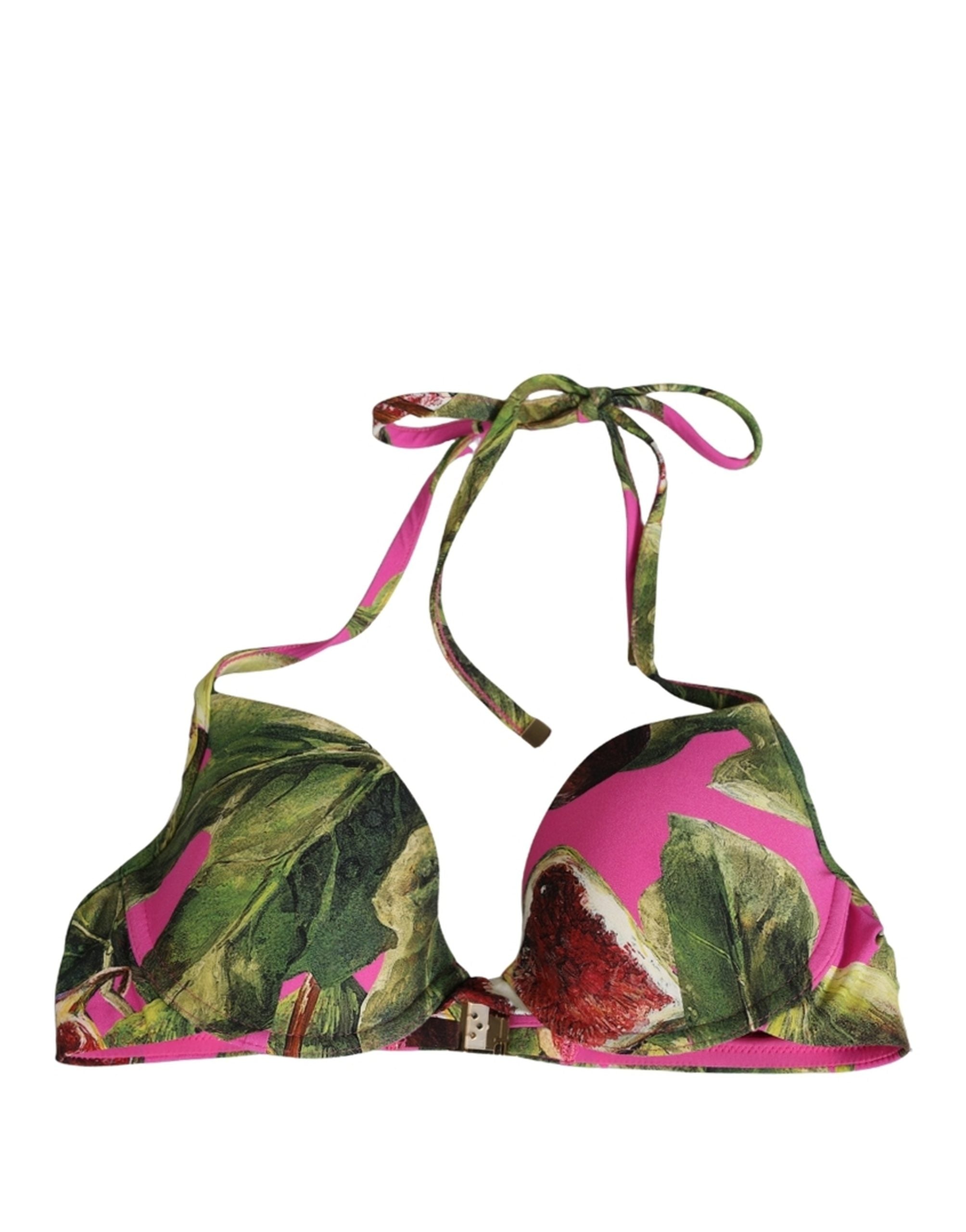 Fig Print Push-Up Bikini Top — Pink