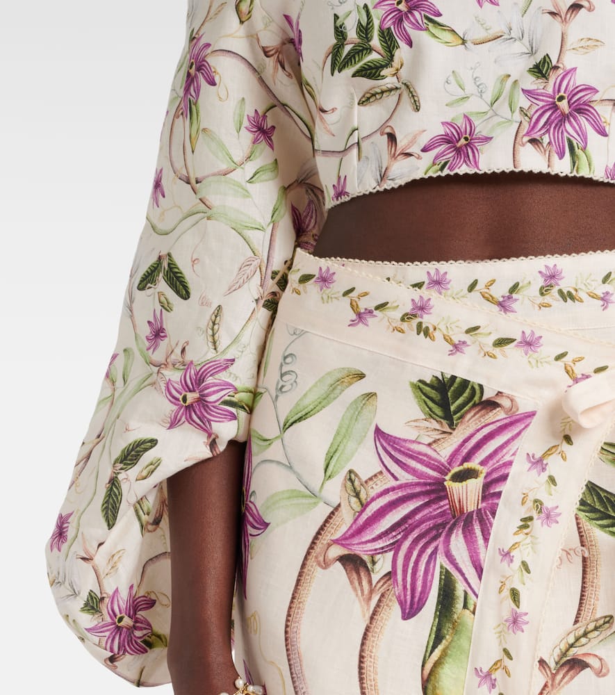 Duria floral linen crop top