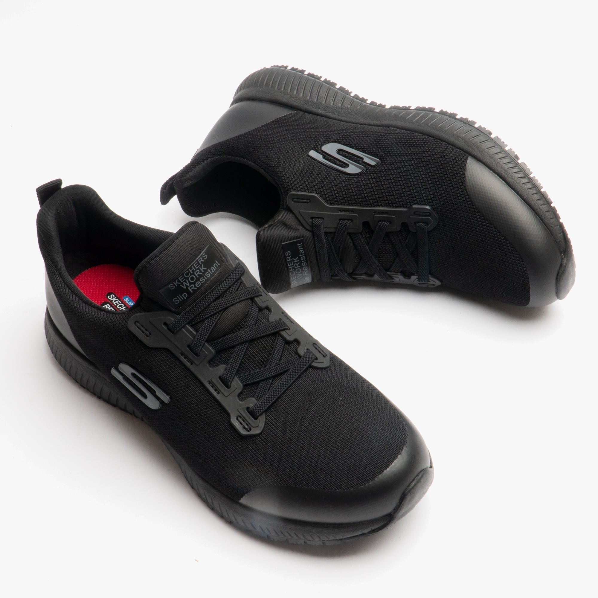 Skechers Work 77222wec Squad Wide Fit Sr Womens Occupational Trainers Black - 10 Wide Fit UK Shoe