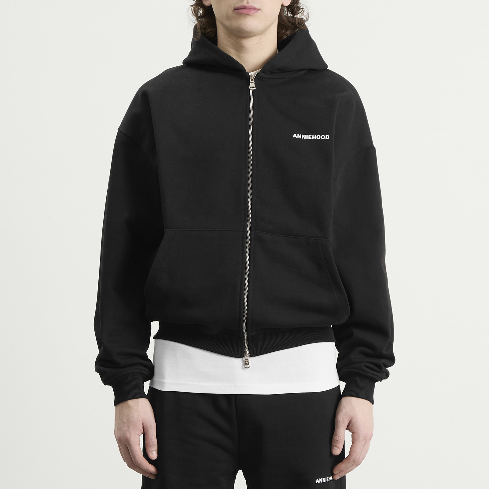 Men's Mini Logo Zip Hoodie Black