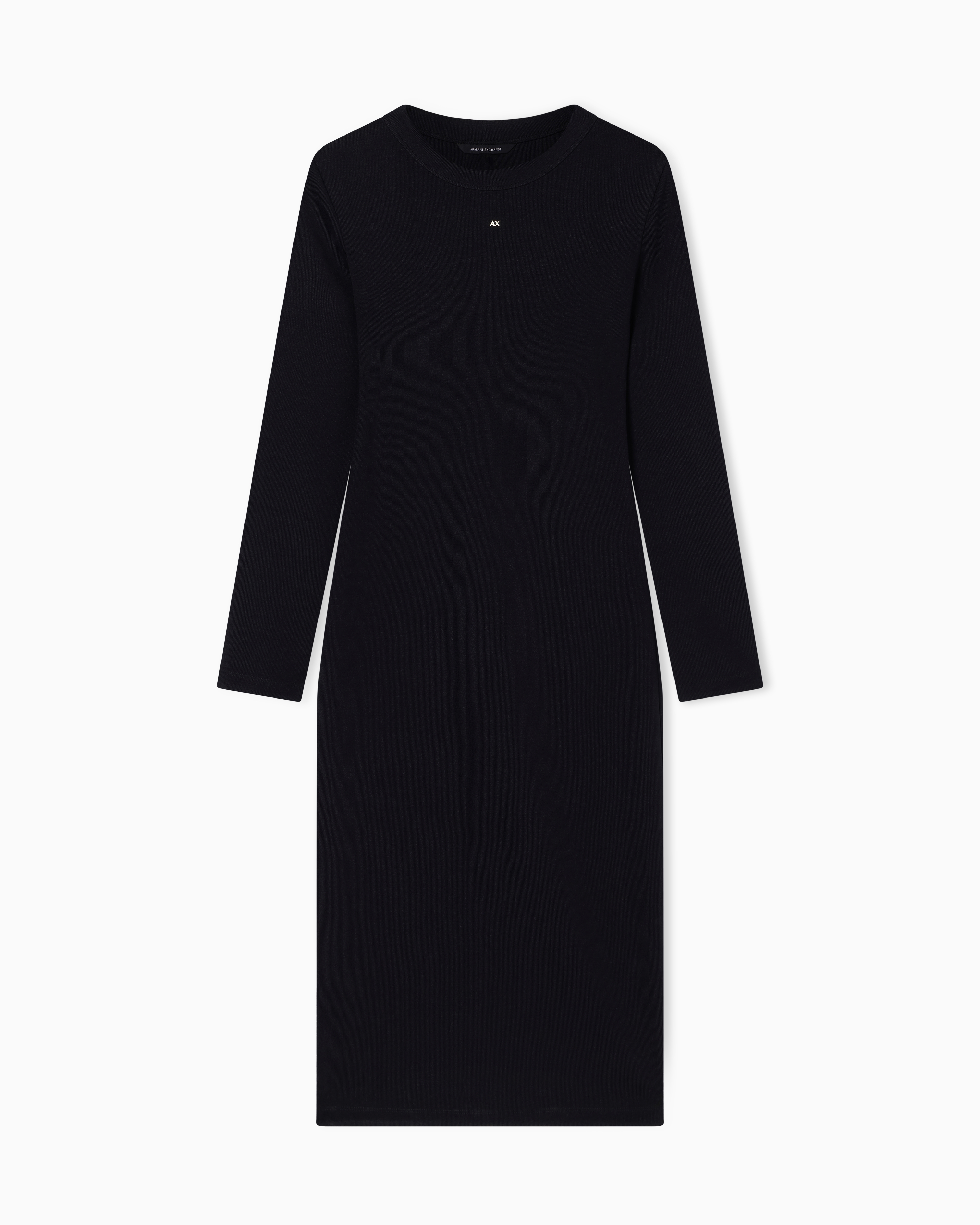 Fitted Midi Dress in Ribbed Jersey with Logo