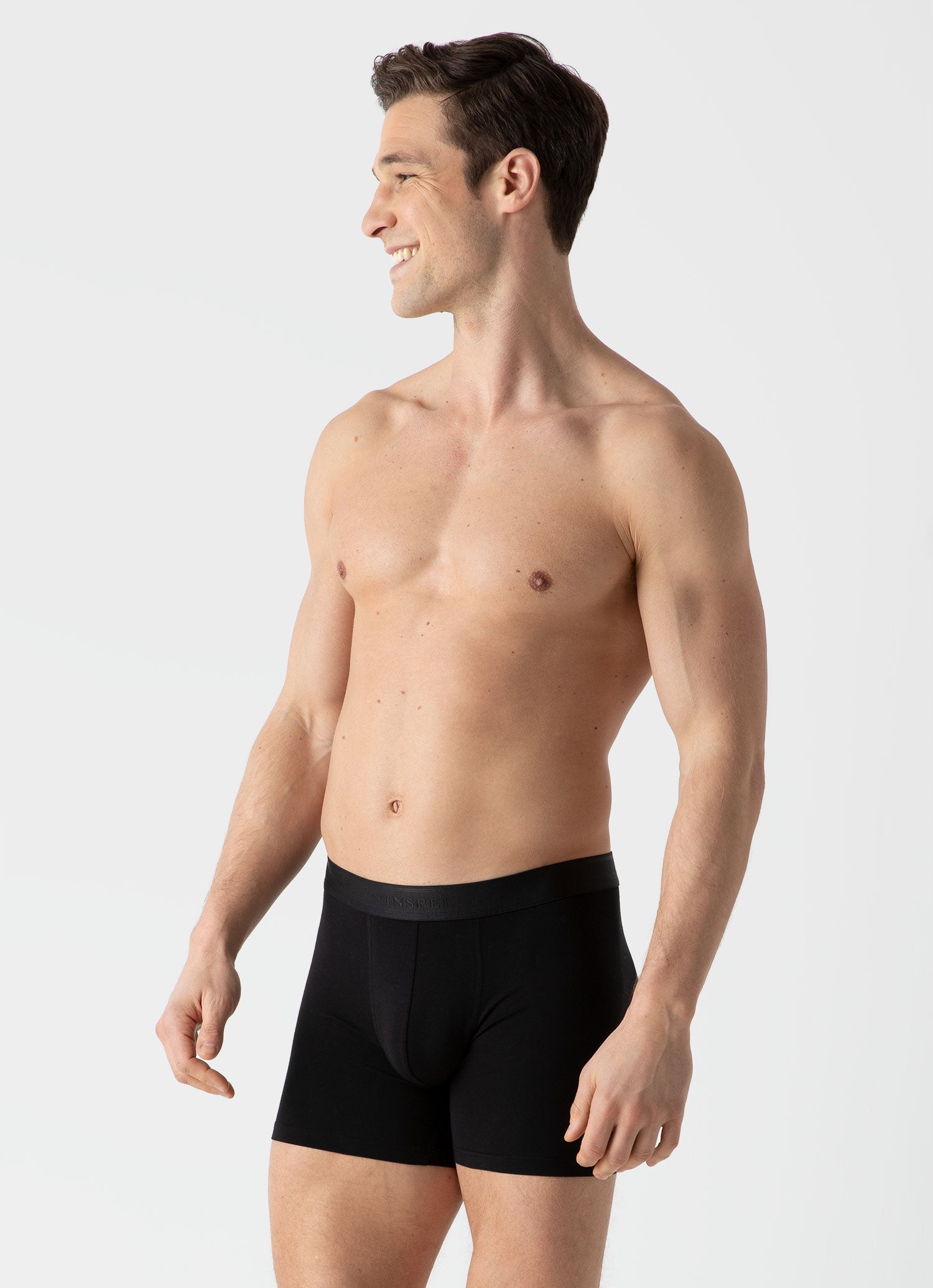 Men's Stretch Cotton Boxer Briefs in Black Classic Boxer Brief 92% Cotton Low Waist Mid