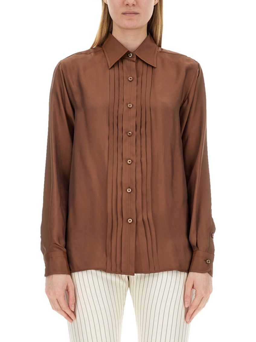 Pleated Long-sleeved Shirt