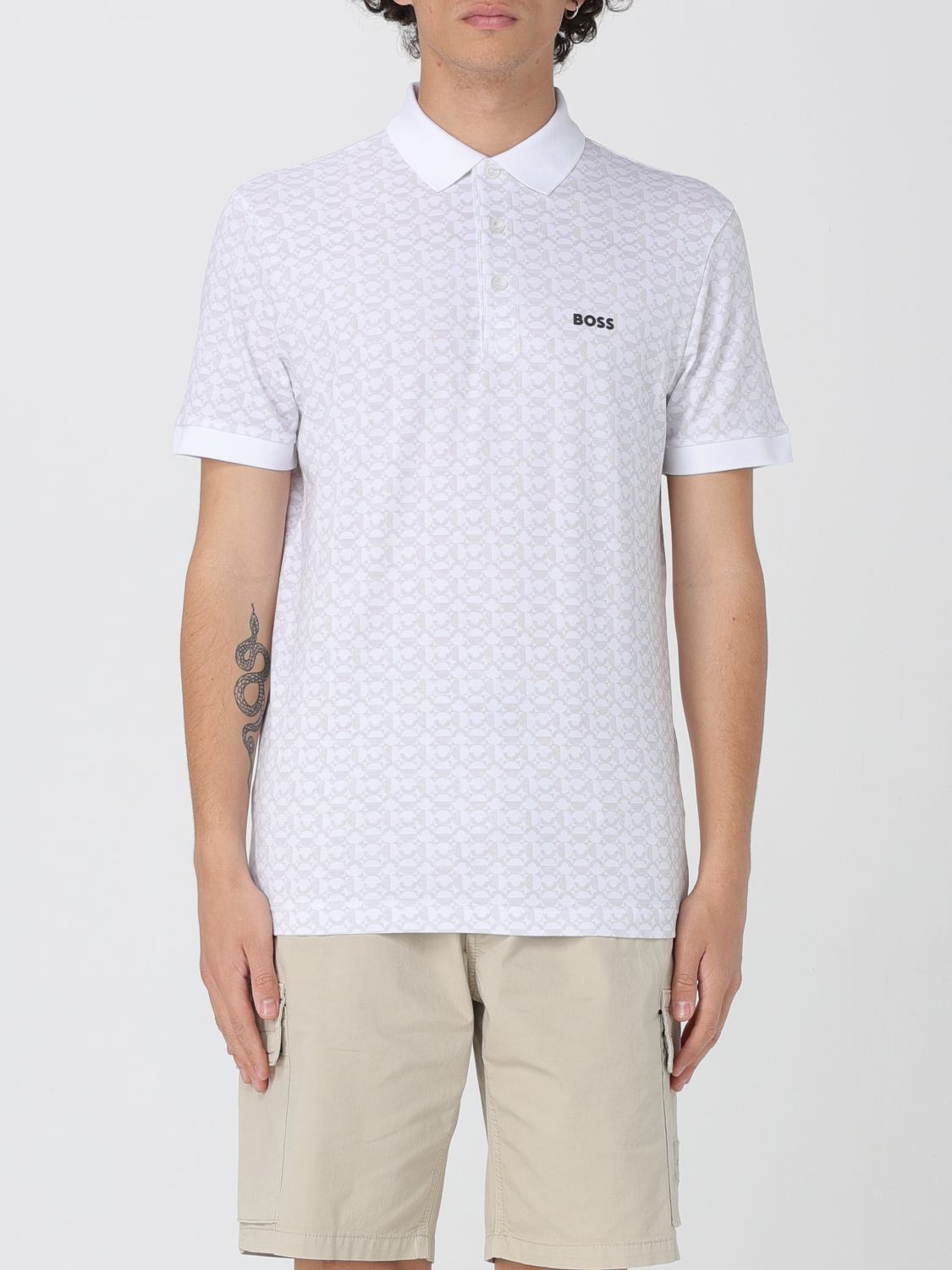 BOSS printed polo shirt - White