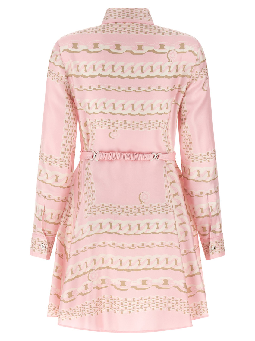 Chain-printed Belted Mini Dress